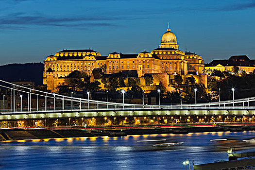 城堡,桥,多瑙河,布达佩斯,匈牙利