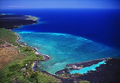 夏威夷,夏威夷大島,北方,灣,航拍