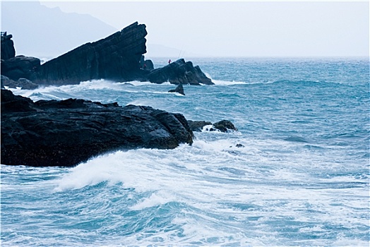 岩石,海岸,波浪