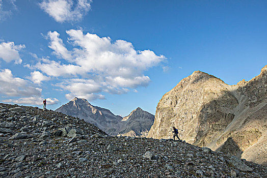 远足,岩石上,背景,格劳宾登,恩格达恩,瑞士