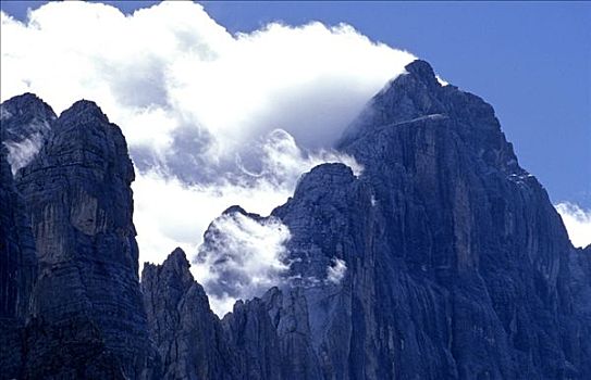 云,顶峰,多洛迈特山,意大利
