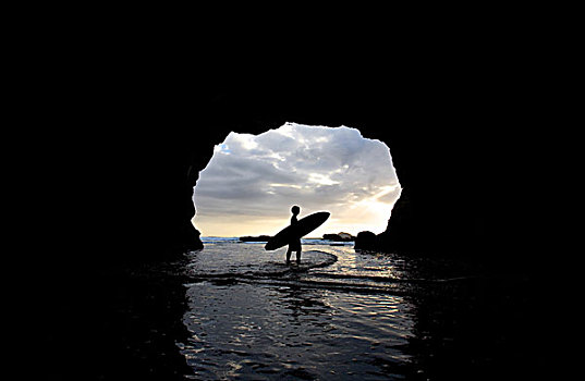 冲浪,室内,洞穴,新西兰
