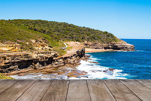 空,木桌子,正面,澳大利亚,岩石构造,海洋,背景,砂岩,纹理