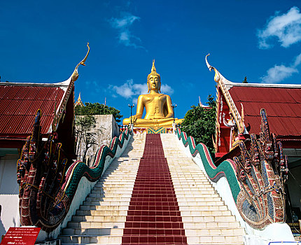 楼梯,高,大佛,雕塑,寺院,庙宇,苏梅岛,南方,泰国,亚洲
