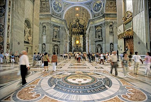 大理石,地面,织锦,中心,教堂中殿,圣彼得大教堂,梵蒂冈城,罗马,意大利,欧洲