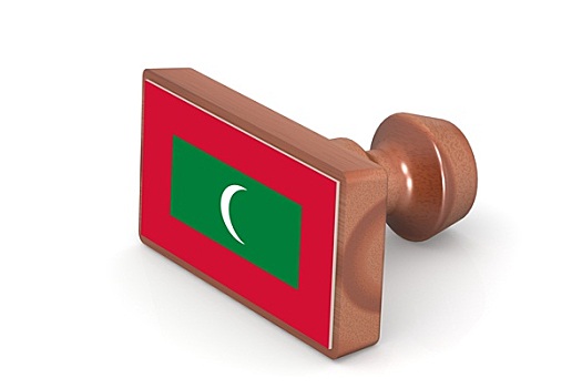 木质,图章,马尔代夫,旗帜
