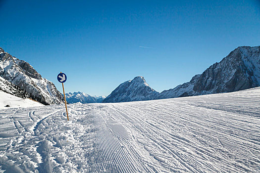 雪,路标,箭头,滑雪,滑雪道,高山滑雪