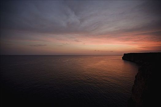 沿岸地区,日落,米诺卡岛,西班牙