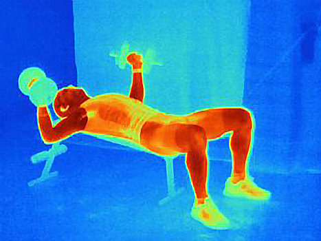 热成像,运动员,训练,重量,图像,热,肌肉