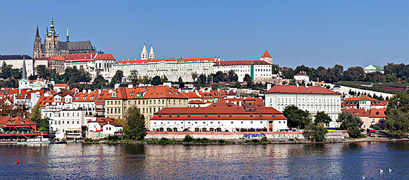 河,城镇,拉德肯尼,城堡区,布拉格,波希米亚,捷克共和国,欧洲