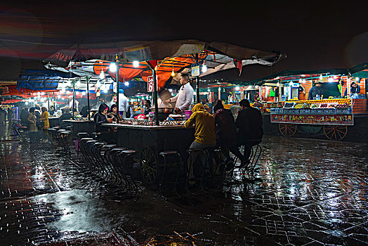 街边市场,餐饮摊,马拉喀什,摩洛哥