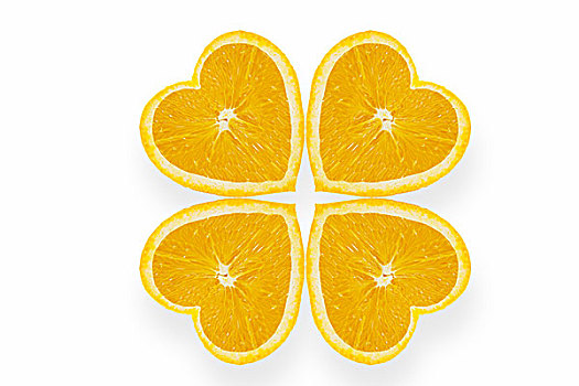橘子,心形,放置,苜蓿叶