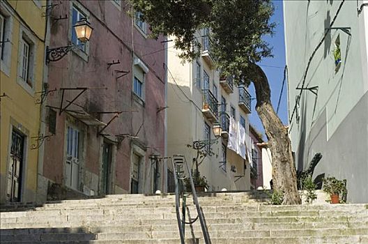 台阶,建筑,阿尔法马区,里斯本,葡萄牙