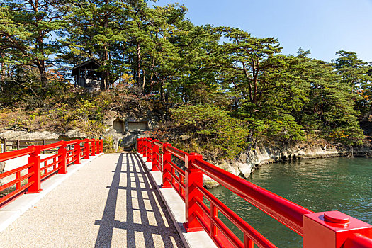 红色,桥,日本,松岛