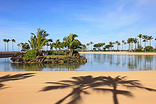 夏威夷,瓦胡岛,怀基基海滩,泻湖,海滩