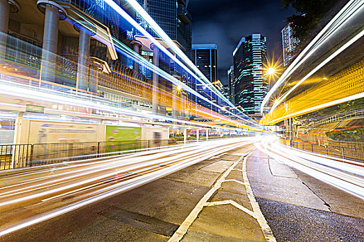 现代,城市,夜晚,香港