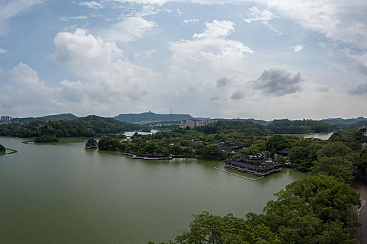 广东惠州西湖风景名胜区丰渚园航拍风光