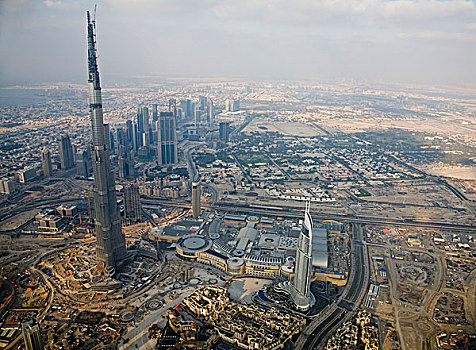 阿联酋,迪拜,俯视,迪拜塔,酒店,商场,地址,加,市区,塔
