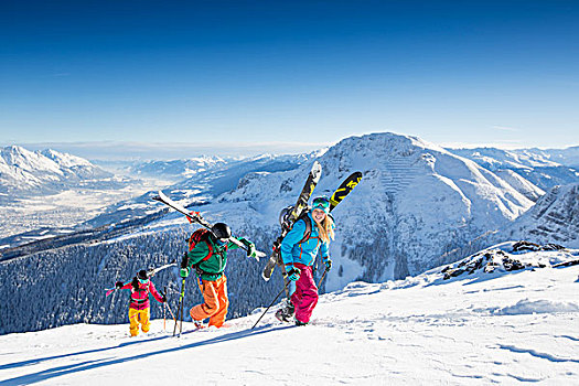 滑雪,上升,风景,茵谷,山谷,因斯布鲁克,提洛尔,奥地利,欧洲