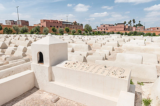 特色,白色,墓穴,老,犹太,墓地,玛拉喀什,摩洛哥,非洲