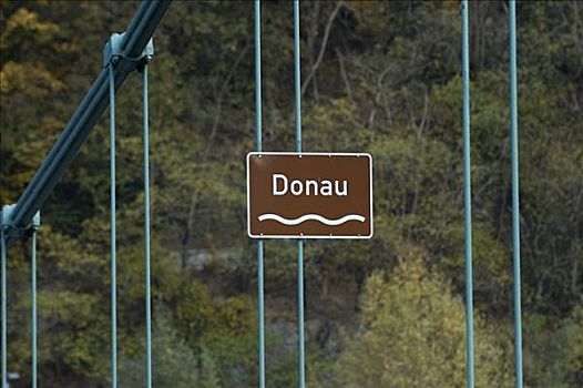 标识,多瑙河,桥,帕绍,巴伐利亚,德国
