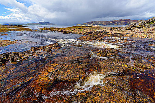 岩石,海岸线,河,流动,海洋,湾,斯凯岛,苏格兰,英国