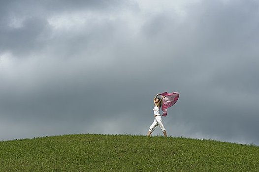 女人,跑,地点,萨尔茨堡,奥地利