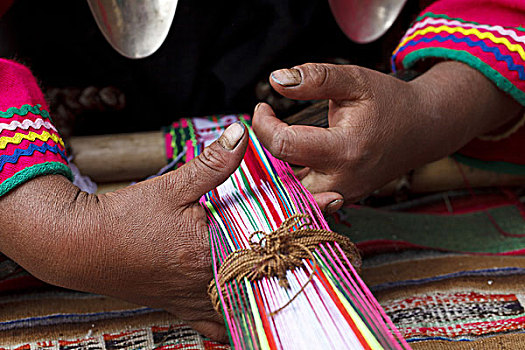 玻利维亚,山脉,女人,编织,传统服装