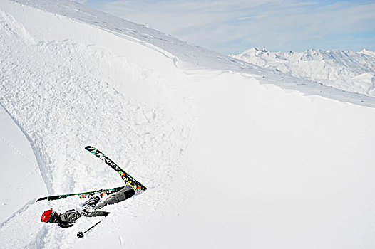 滑雪者,翻转,雪,斜坡