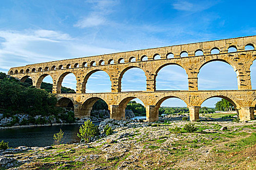加尔桥,罗马水道,上方,河,朗格多克-鲁西永大区,法国,欧洲