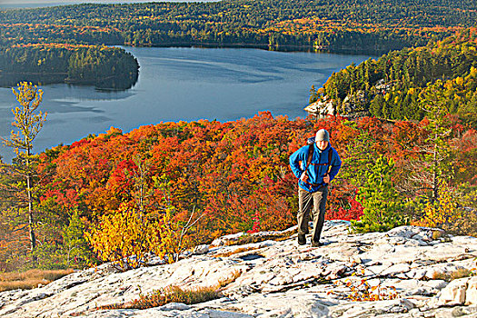 男性,远足者,白色背景,脊,基拉尼省立公园,安大略省,加拿大