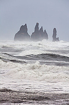 北方,大西洋海岸,靠近,暴风雪,重,大风,海洋,堆积