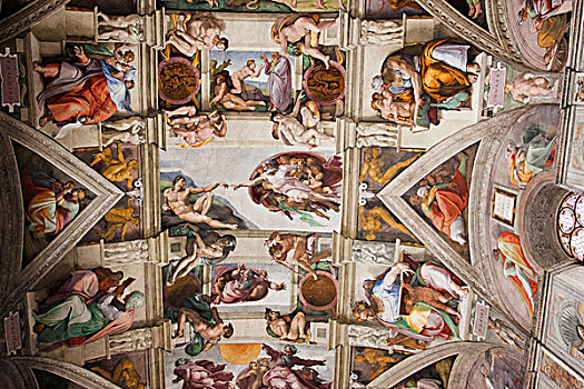 仰拍,内景,天花板,小教堂,梵蒂冈城,罗马