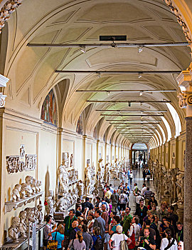 梵蒂冈博物馆,满,游人,梵蒂冈,罗马,拉齐奥,意大利,欧洲