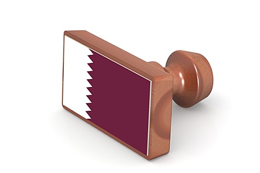 木质,图章,卡塔尔,旗帜