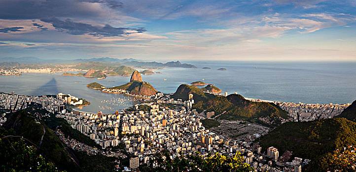 俯拍,上方,面包山,湾,里约热内卢,巴西