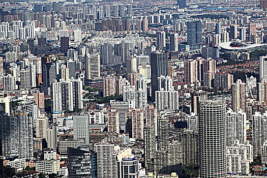 上海,建筑,俯视