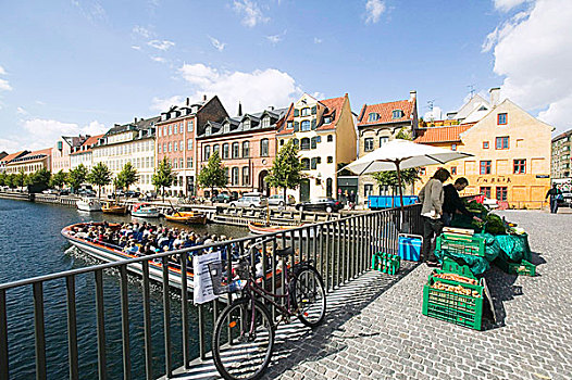 风景,桥,房子,港口,哥本哈根,丹麦