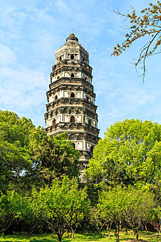 中国江苏省苏州虎丘风景区虎丘塔云岩寺塔