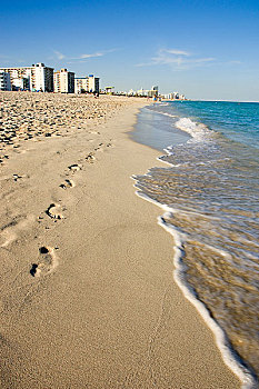 沙滩,脚印,迈阿密