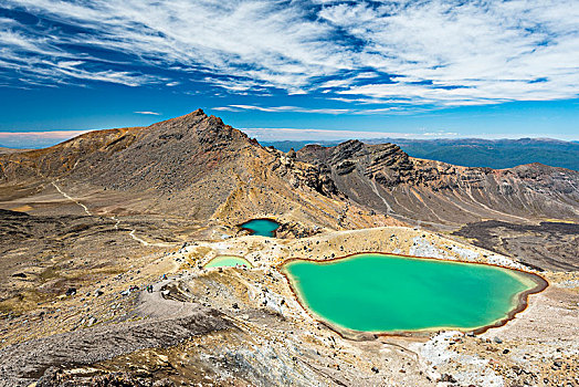 翠绿色,湖,火山口,火山地貌,汤加里罗,高山,东加里罗国家公园,北岛,新西兰,大洋洲