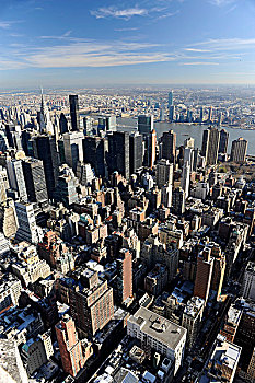 风景,建筑,东方,河,天际线,克莱斯勒,曼哈顿中城,纽约,美国,北美