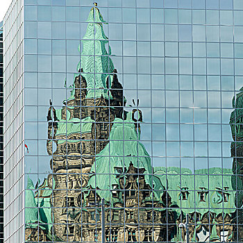 反射,建筑,国会山,市场,渥太华,安大略省,加拿大