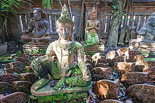 泰国,清迈,赤陶,艺术,佛像