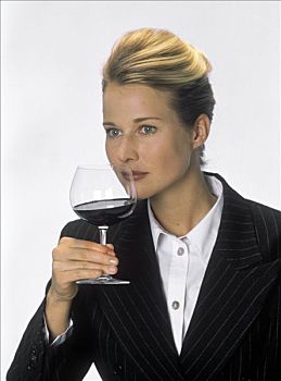女人,测试,花束,葡萄酒杯