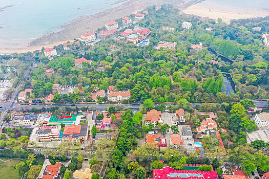 航拍山东青岛八大关景区