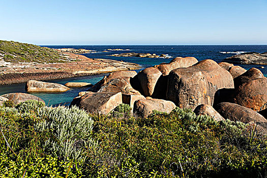 小湾,石头,靠近,丹麦,国家,公园,西澳大利亚州,澳大利亚