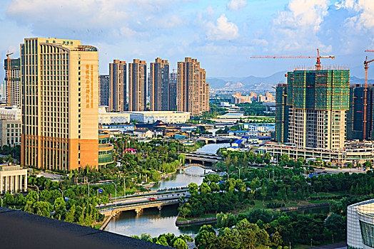 俯瞰,建筑群,大楼,道路,城市,全景