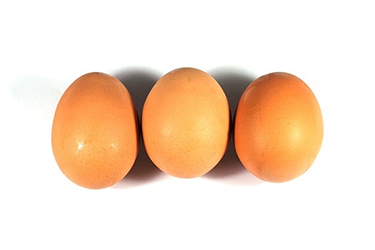三个,褐色,蛋,隔绝,白色背景,背景