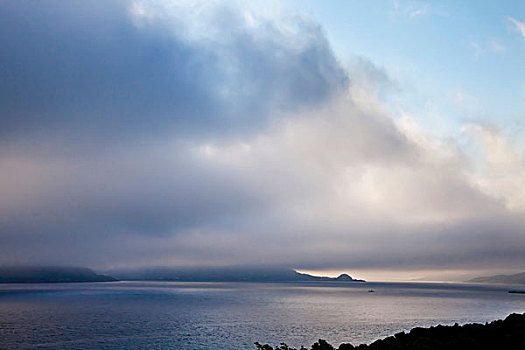 雾,上方,声音,维特沃格,罗弗敦群岛,挪威北部,挪威,斯堪的纳维亚,欧洲